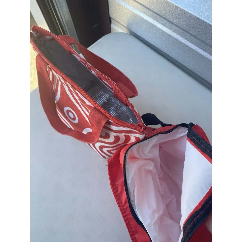 Target Bullseye Lot Insulated Lunch Bag Tote Food Containers Set Red White